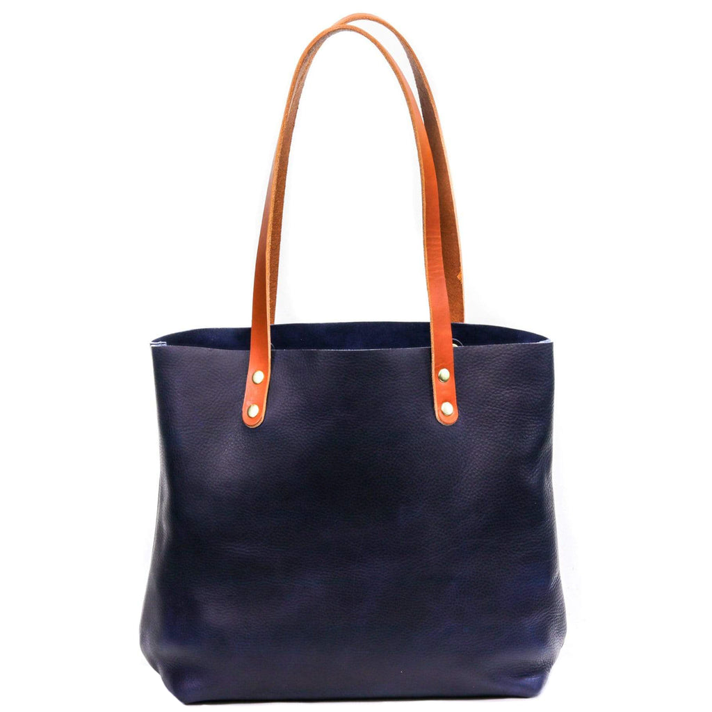 Navy tote outlet bag leather