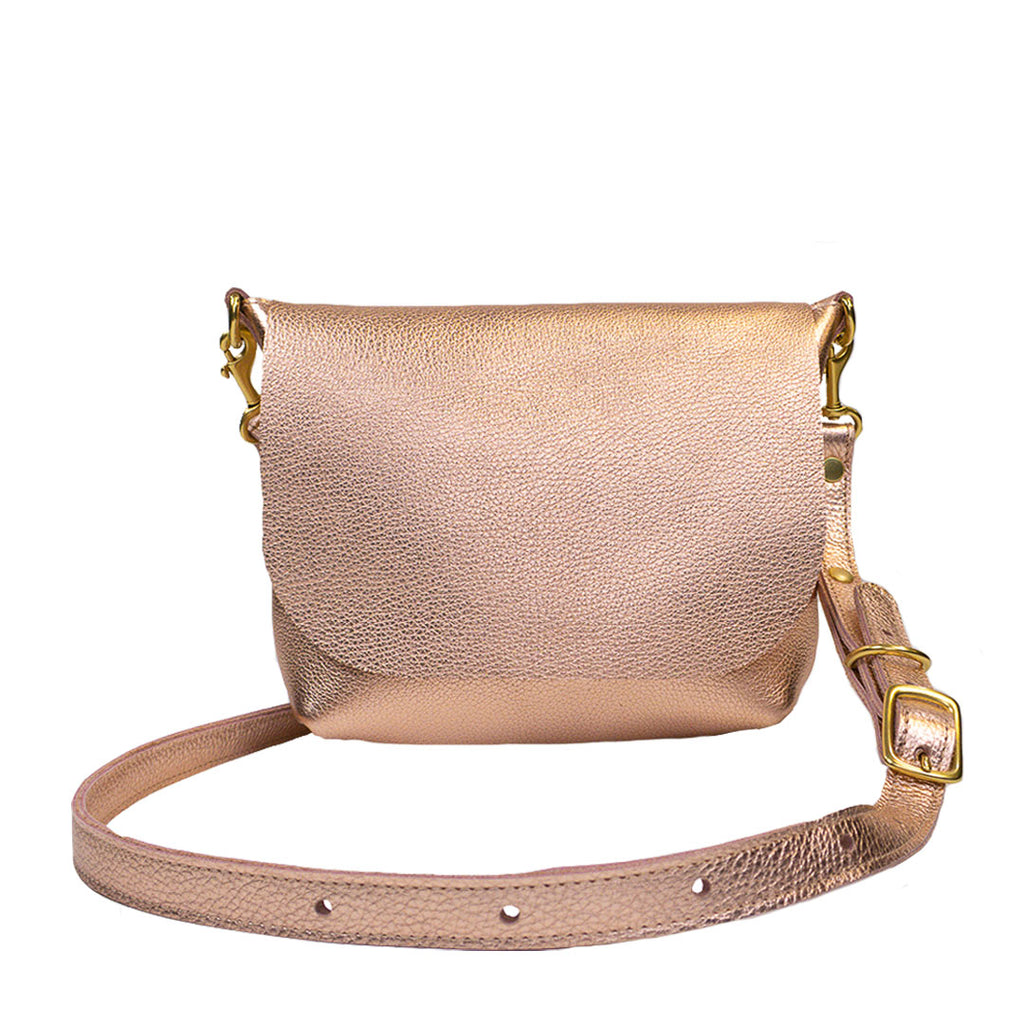 Small Leather Envelope Crossbody Purse Ginger / Gold Hardware